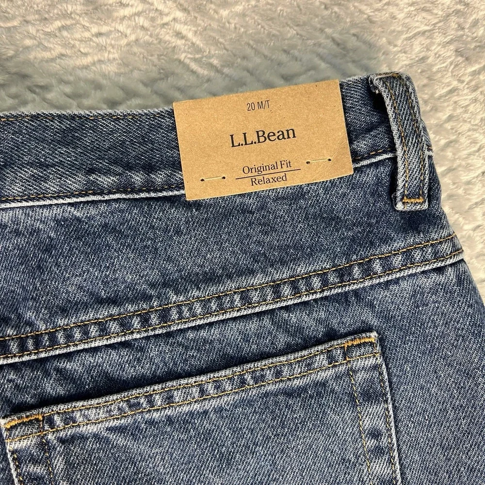L.L.Bean Flannel Lined Jeans Women 20 MT Relaxed Winter Blue NWT